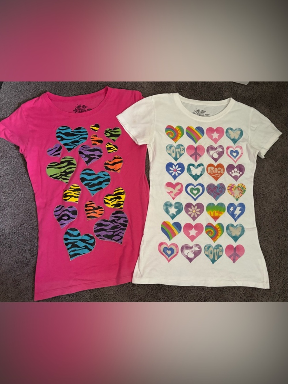 Vintage Y2K Super Shiny 100% Cotton Girls Graphic  T-Shirts Size L 10/12